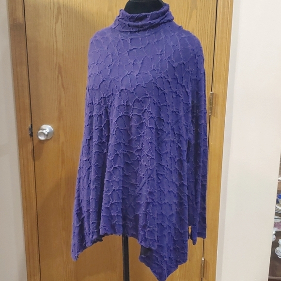 Snoskins purple crackle textured long sleeve cowl neck asymmetric hem - Picture 1 of 7